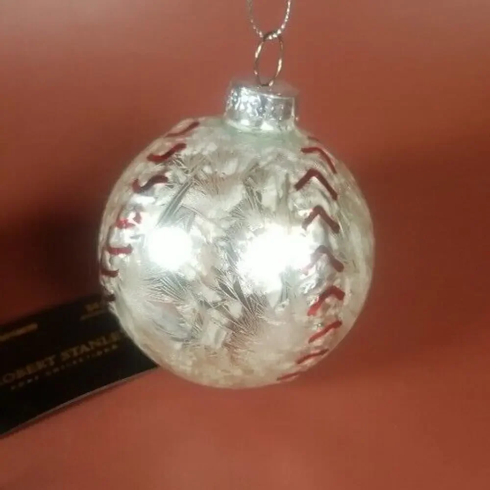 Glass Ornament Baseballs, Home Run Bat Glove Christmas Lot Of 3 Robert Stanley